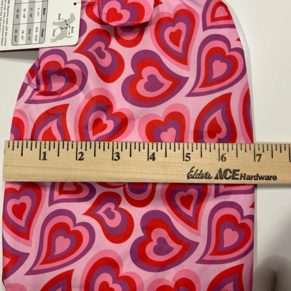 Pet Raincoat Pink & Red Hearts
